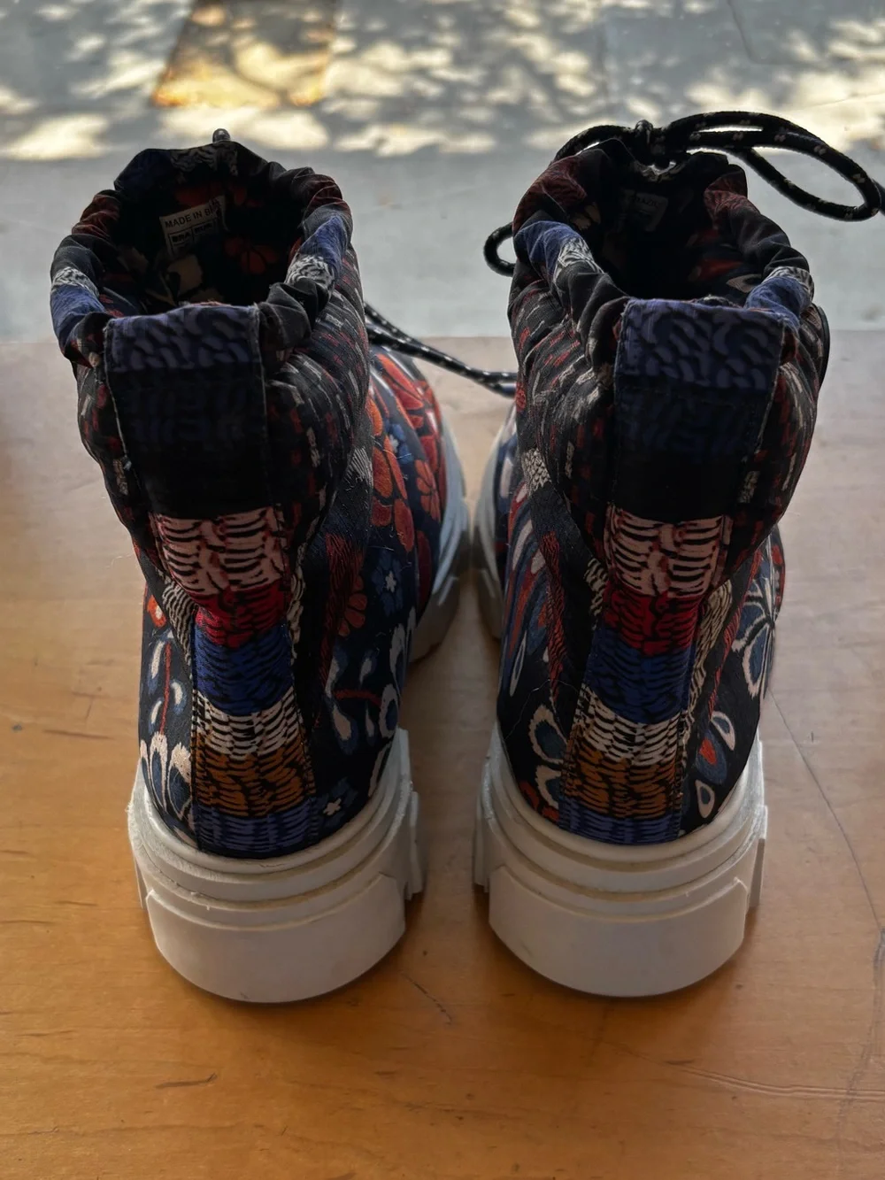 Farm Rio Floral Quilted Winter Boot - Navy & Orange